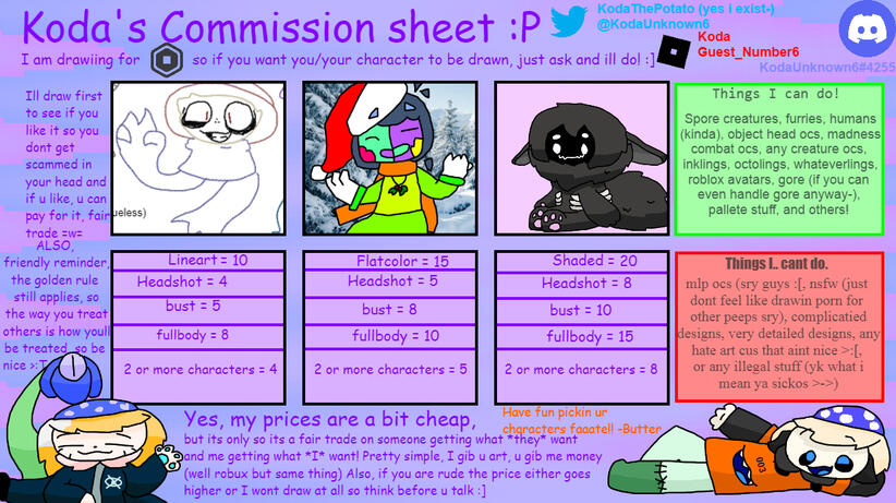 commission sheet
